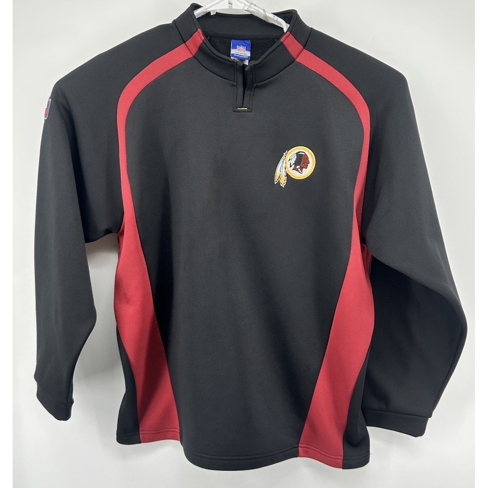 Reebok NFL Team Apparel Washington Redskins Flex Collar Pullover Black Red Large